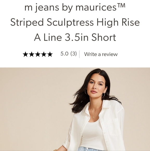 🆕️ m jeans by Maurices Striped Sculptress High Rise A Line 3.5 in Short - Picture 3 of 7